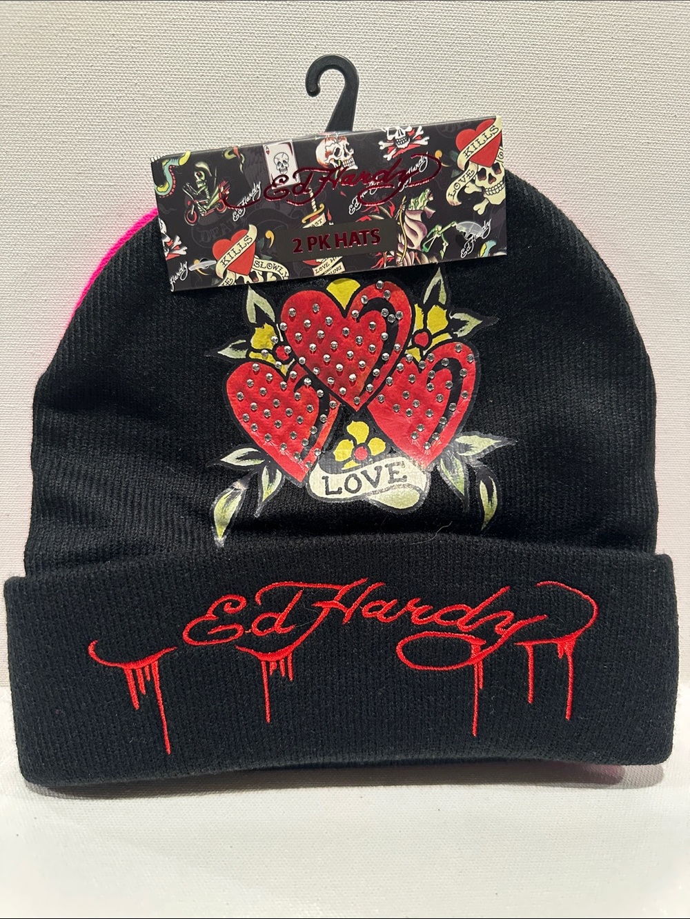 NWT Ed Hardy (2) Set Black and Hot Pink Tiger and Love.